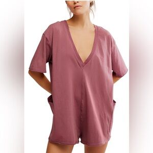 NWT Free People / FP Movement Hot Shot Tee Romper in Dark Espresso Brown XS